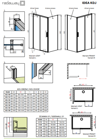 Душевая стенка Radaway Idea Black S1 90, левая (387050-54-01L)