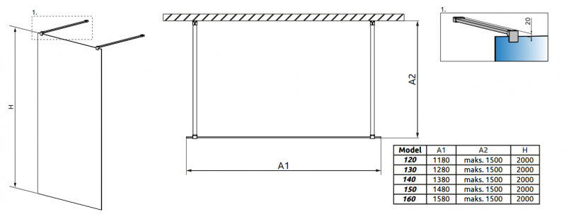 Душова стінка Radaway Walk-In Modo New I 150 (388154-01-01)