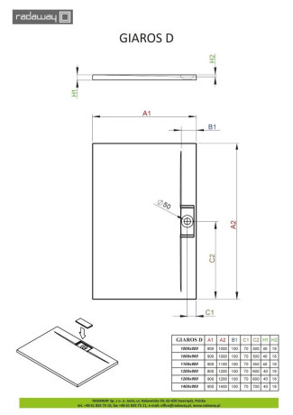 Душовий піддон Radaway Giaros D, 110x90 (MKGD1190-03)