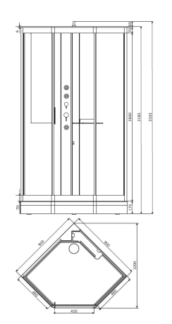 Гідромасажний бокс AM.PM Gem, 90x90 (W90C-018-090WTA)