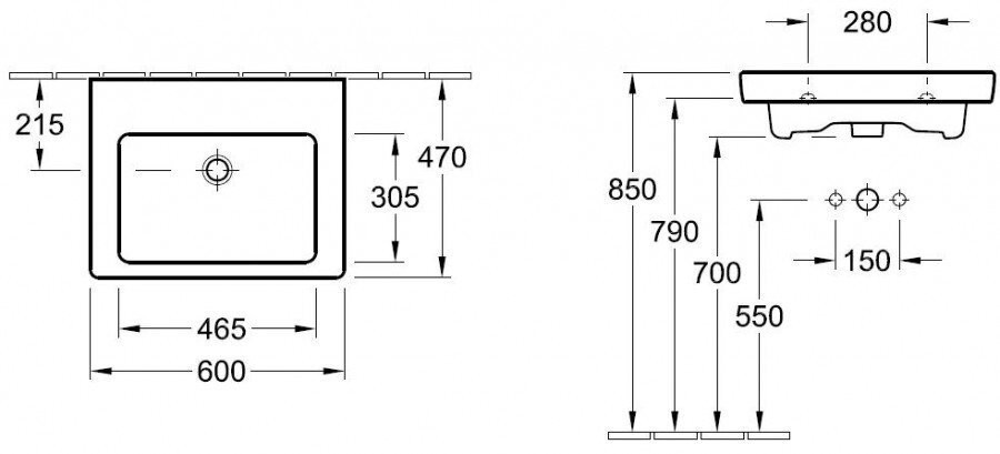 Умивальник підвісний Villeroy&Boch Subway 2.0, 60 (71136JR1)