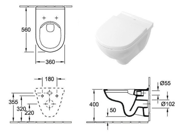 Унітаз підвісний Villeroy&Boch O.Novo (566010R1)