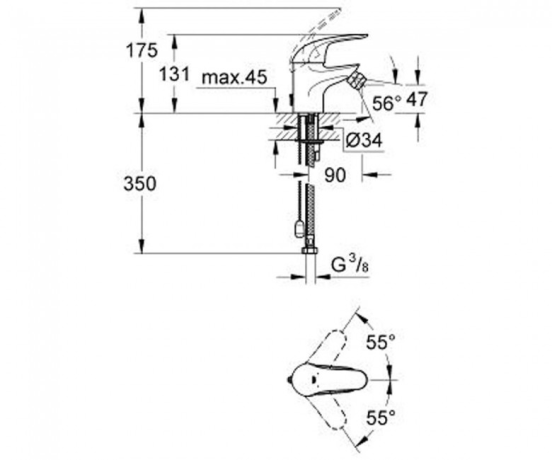 Смеситель для биде Grohe Euroeco, однорычажный, хром (32882000)