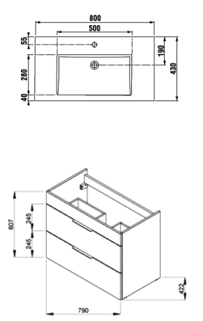 Тумба з умивальником Jika Cube, 80 (H4537621763021)