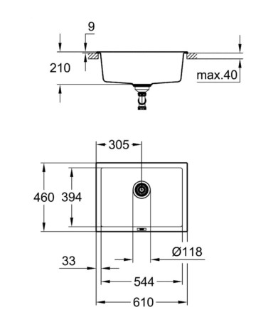 Кухонна мийка гранітна Grohe K700U, 61x46, чорний (31655AP0)