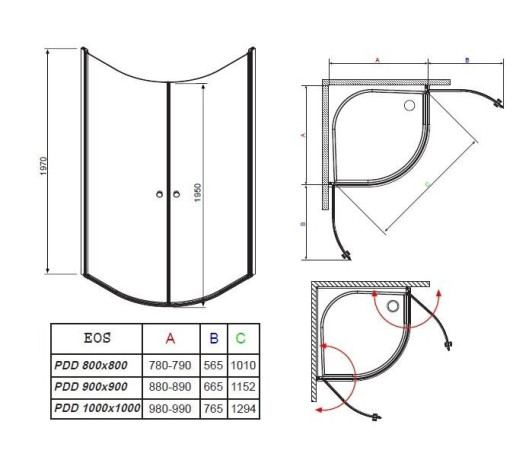 Душова кабіна Radaway Eos PDD, 100x100 (37623-01-01N)