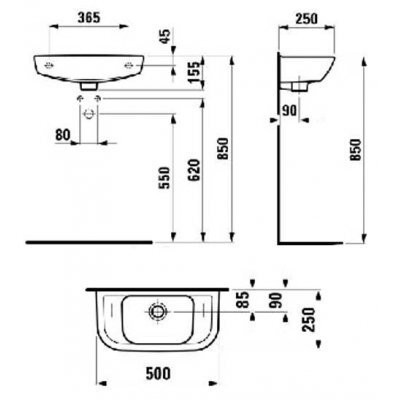 Умивальник підвісний Laufen Pro, 50 (H8169570001051)