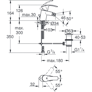 Змішувач для біде Grohe Eurosmart, одноважільний, хром (32929002)