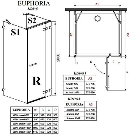 Душова кабіна Radaway Euphoria KDJ+S, права, 110x110 (383023-01R)