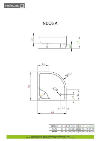 Душовий піддон Radaway Indos A, 80x80 (SIA8080-01)
