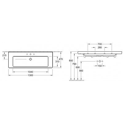 Умивальник підвісний Villeroy&Boch Subway 2.0, 130 (7176D0R2)