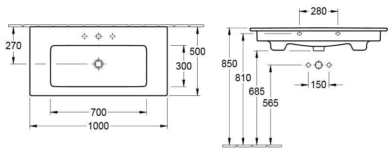 Умивальник підвісний Villeroy&Boch Venticello, 100 (4104AH01)