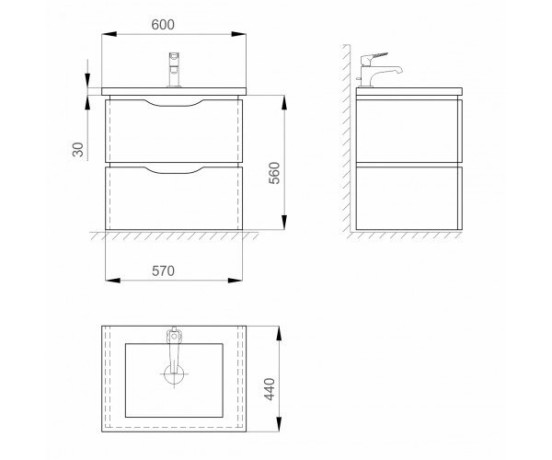 Тумба с умывальником Sanwerk Alessa Air, 60 (MV0000636)