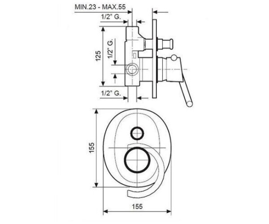 Cмеситель для душа Emmevi Twist, однорычажный, синий (CBL6619)