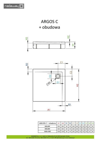 Душевой поддон Radaway Argos C, 90x90 (4ACN99-02)