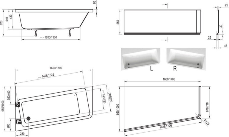Панель для ванны Ravak 10° 160 L, 160 (CZ83100A00)