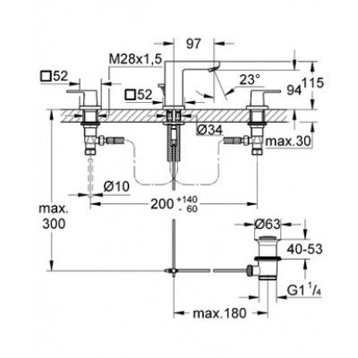 Cмеситель для умывальника Grohe Eurocube, двухвентильный, хром (20351000)