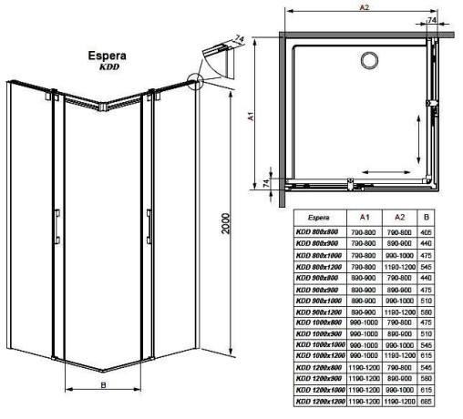 Душова кабіна Radaway Espera KDD, ліва, 120x120 (380153-01L)