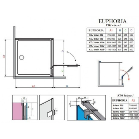 Душова кабіна Radaway Euphoria KDJ, ліва, 110x110 (383041-01L)