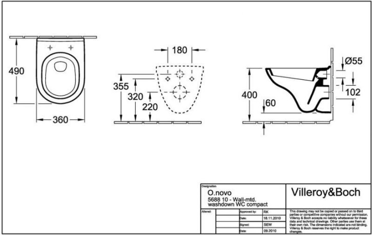 Унітаз підвісний Villeroy&Boch O.Novo (56881001)
