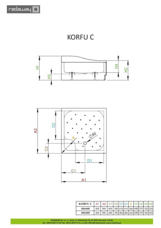 Душовий піддон Radaway Korfu C, 80x80 (4C88400-03)