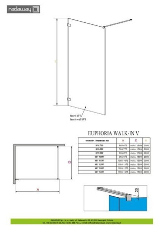 Душова стінка Radaway Walk-In Modo New II 160 (389164-01-01)
