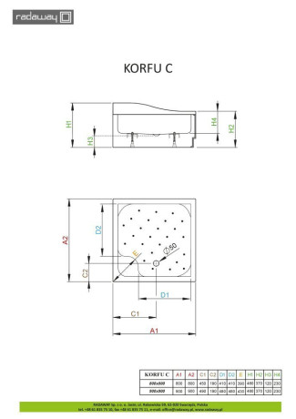 Душовий піддон Radaway Korfu C, 90x90 (4C99400-03)